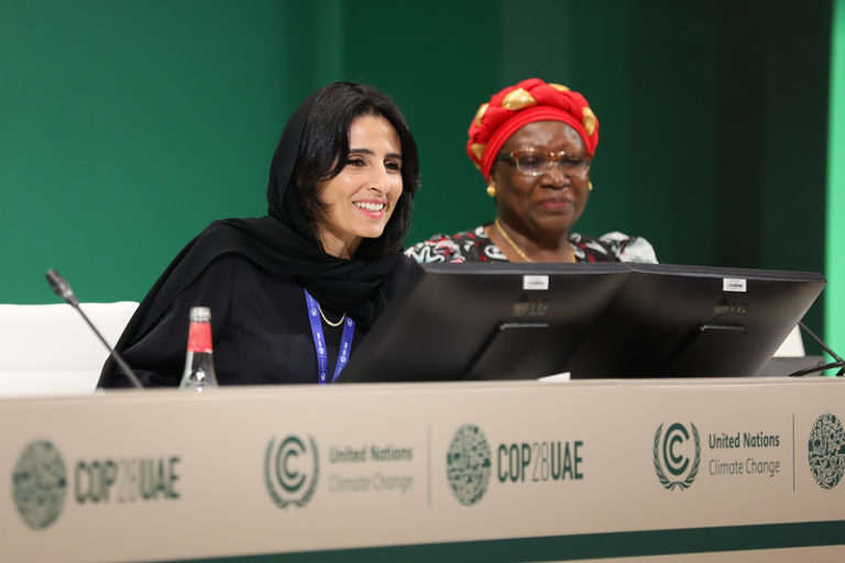 Razan Al Mubarak, présidente de l'Union internationale pour la conservation de la nature (UICN) et championne de haut niveau des Nations unies pour le changement climatique dans le cadre de la COP28