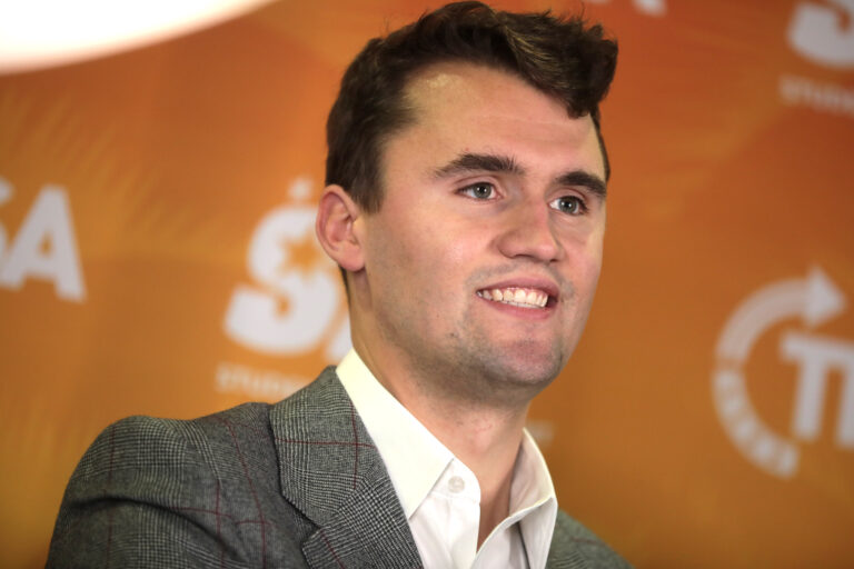 Charlie Kirk speaking with attendees at the 2019 Student Action Summit hosted by Turning Point USA at the Palm Beach County Convention Center in West Palm Beach, Florida. Credit photo : Flickr Gage Skidmore